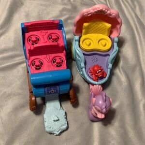 Fisher price little people Ariel shell chariot music frozen sleigh light up lamp